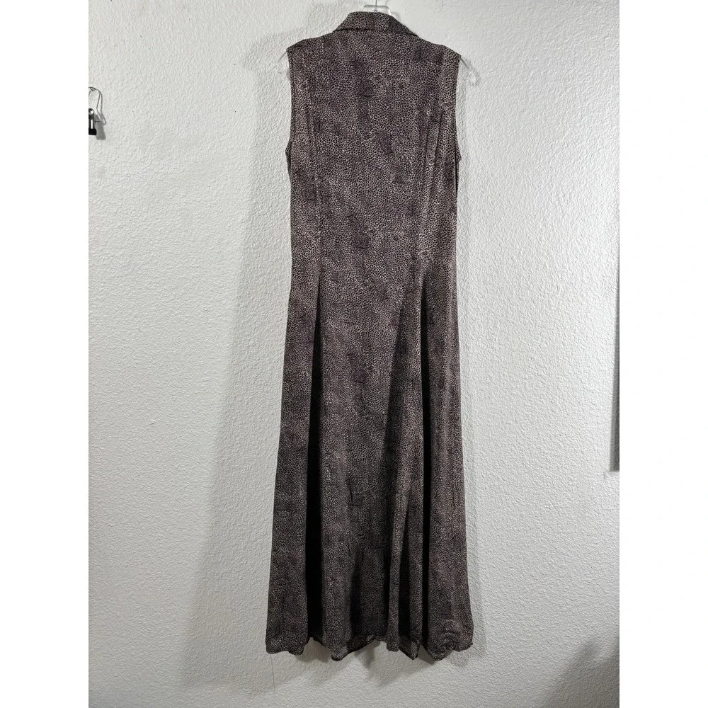 Vintage Lucia Lufkin Broomskirts Dress‎ Womens Medium Brown Leopard Maxi 90s Y2K